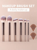 15 Pieces Makeup Brush Set, Including Powder Brush, Blush Brush, Highlighter Brush, Eyeshadow Brush, Eyelash Brush, Eyeliner Brush, Angled Makeup Sponge, Round Makeup Sponge, Round Powder Puff, Round Powder Puff