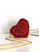 Bolso bandolera pequeño para mujer con purpurina y corazón de fiesta