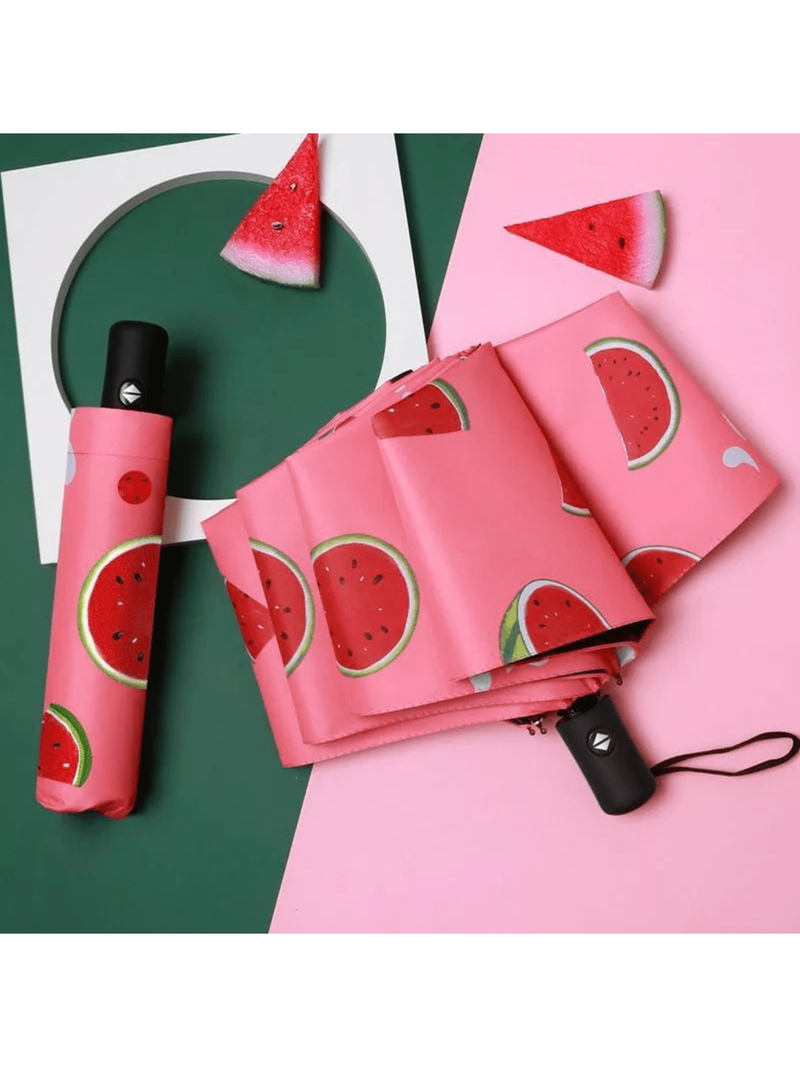Paraguas automático reforzado con estampado de frutas