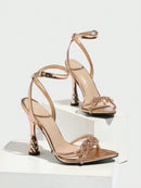 2024 Summer European and American Women's Sexy High Heel Sandals with One Buckle Thin Straps