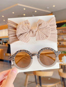 Conjunto de 2 accesorios para el cabello para niños y niñas, diadema redonda con lazo liso, gafas de sol, protección para el cabello, solo tarjeta, sin envío.