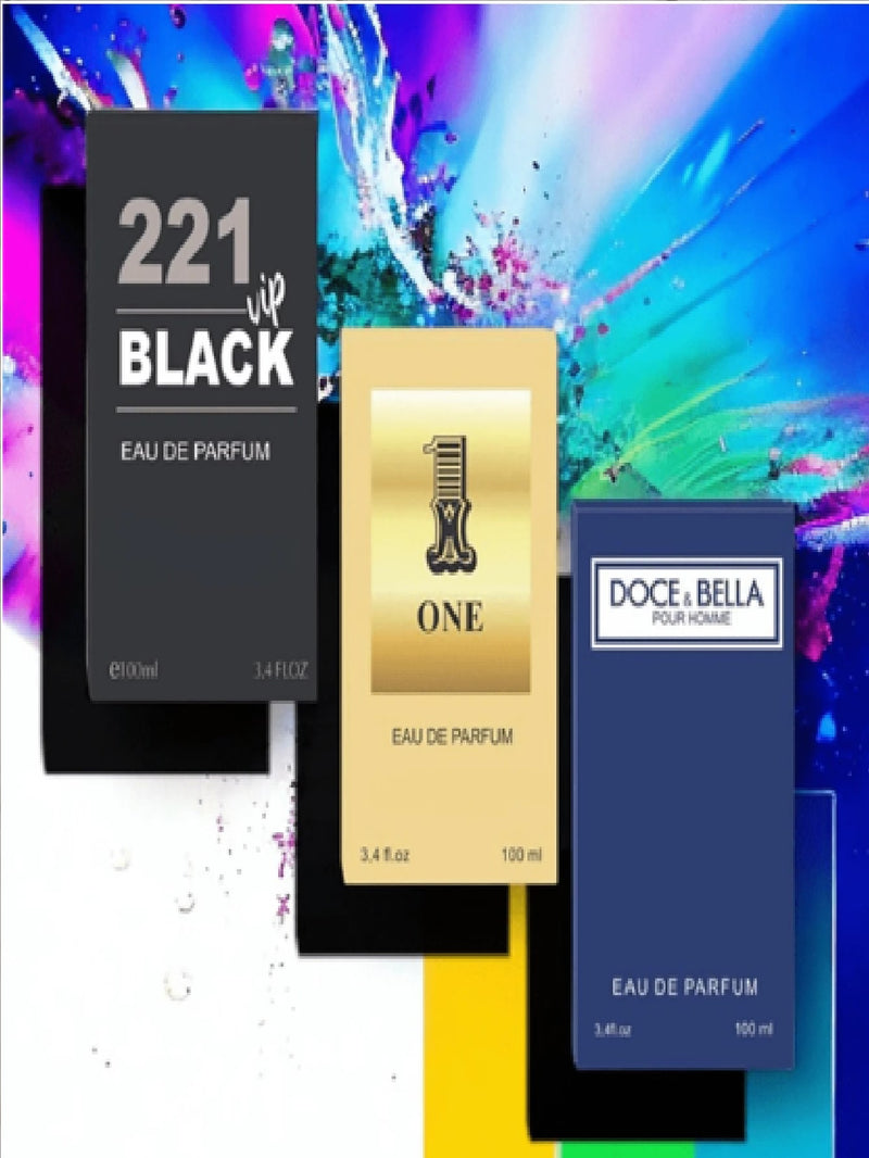 Kit de 3 perfumes de 100ml para hombre, fragancias de diseño.