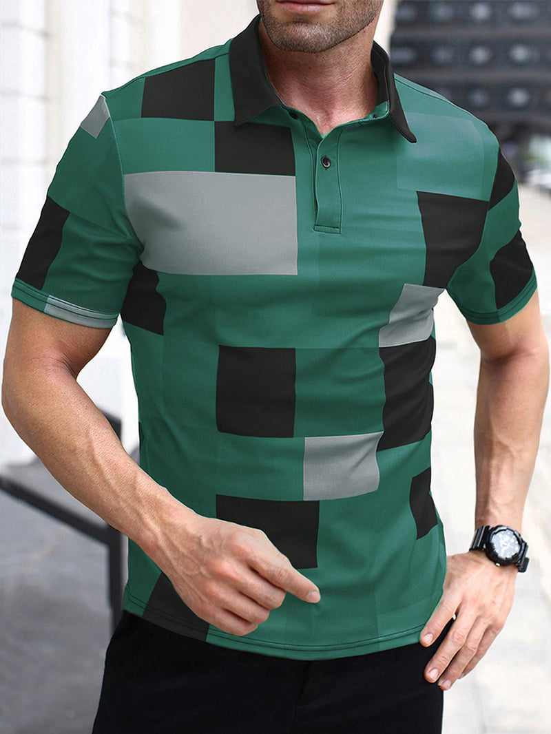 Polo Shirt with Geometric Print