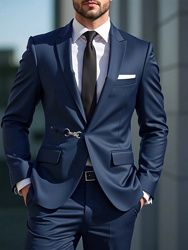 Conjunto de traje de viaje de negocios para hombre Manfinity Mode: chaqueta y pantalón