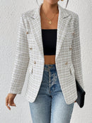 Blazer de Manga Longa Simples em tweed