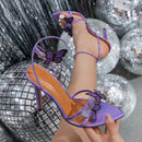 Sandália Preta com Borboleta Cintilante