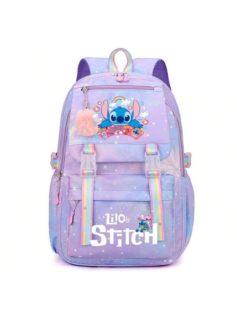 Mochila escolar de dibujos animados de la serie Disney Stitch, impermeable y resistente a la suciedad, bonita e informal, mochila de viaje para exteriores, gran capacidad, ideal para la escuela y salidas.