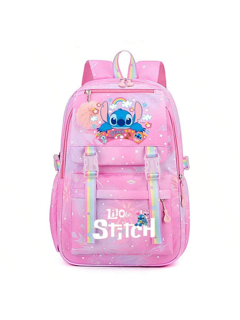 Mochila escolar de dibujos animados de la serie Disney Stitch, impermeable y resistente a la suciedad, bonita e informal, mochila de viaje para exteriores, gran capacidad, ideal para la escuela y salidas.