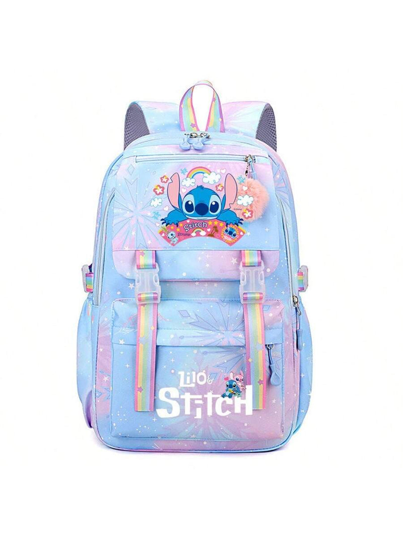 Mochila escolar de dibujos animados de la serie Disney Stitch, impermeable y resistente a la suciedad, bonita e informal, mochila de viaje para exteriores, gran capacidad, ideal para la escuela y salidas.