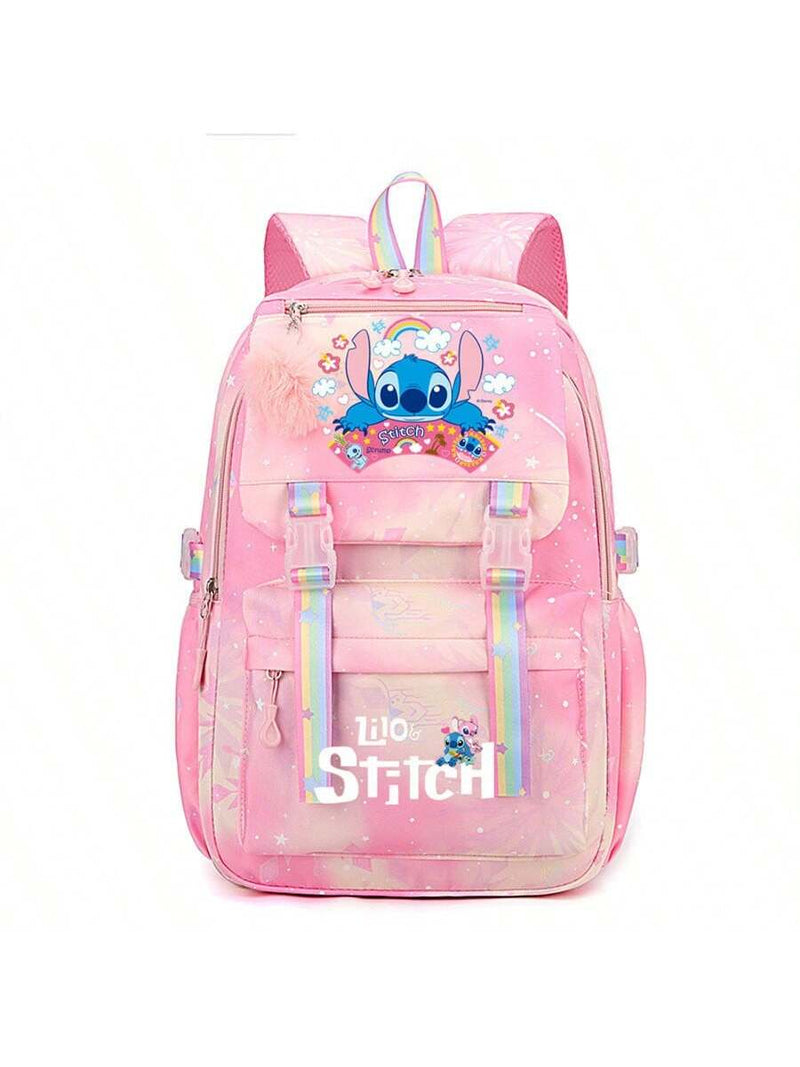 Mochila escolar de dibujos animados de la serie Disney Stitch, impermeable y resistente a la suciedad, bonita e informal, mochila de viaje para exteriores, gran capacidad, ideal para la escuela y salidas.