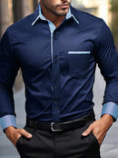 Manfinity Mode Men's Casual Solid Color Shirt, Simple and Fashionable, for Daily Wear