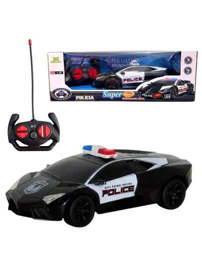 Coche de policía de juguete con luces y control remoto