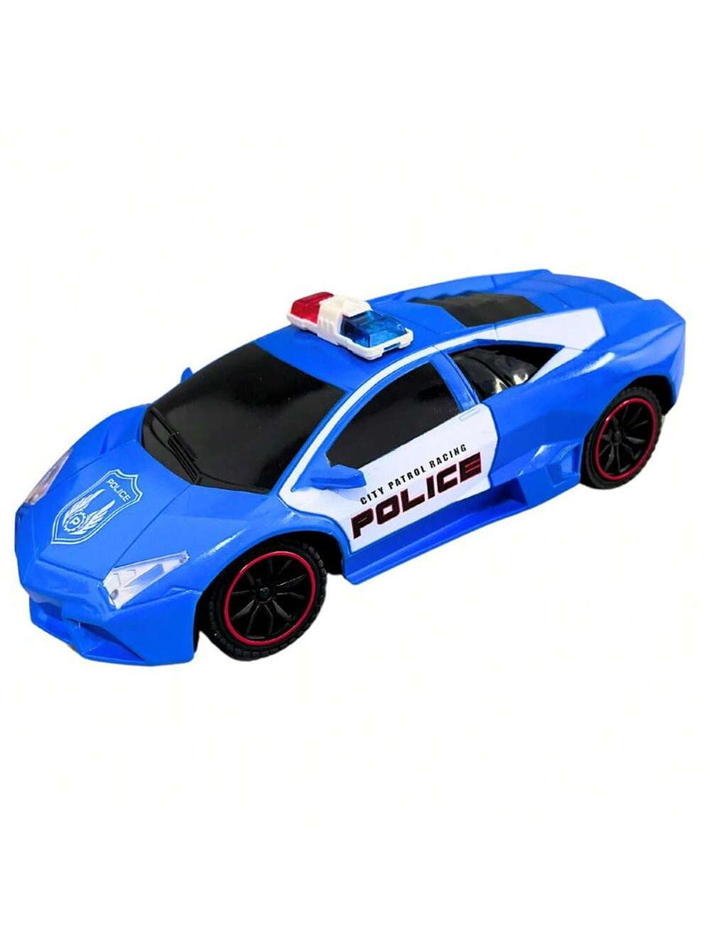 Coche de policía de juguete con luces y control remoto