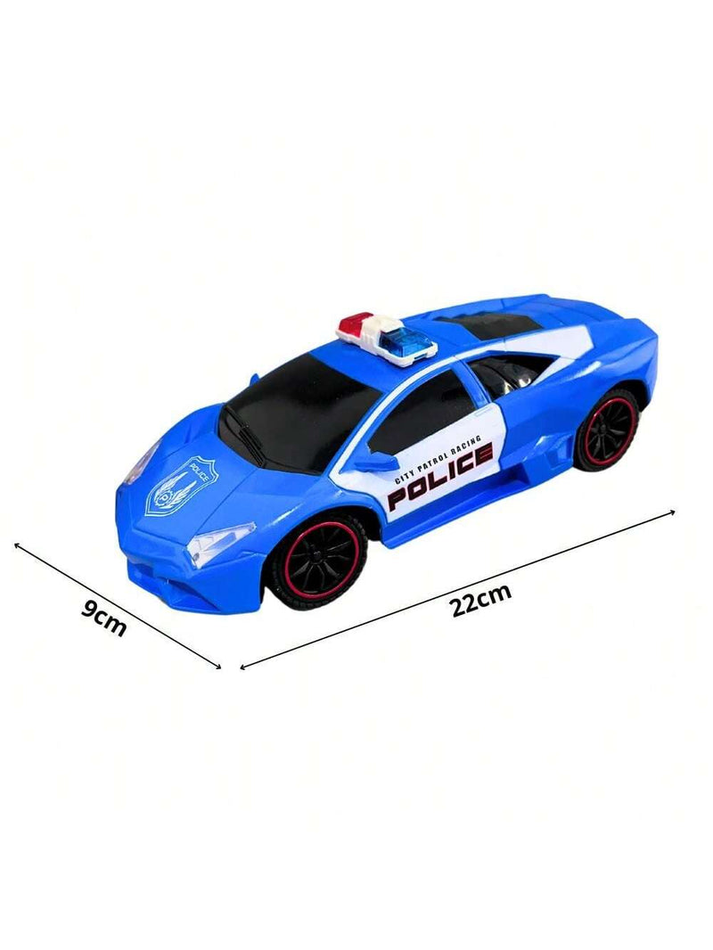 Coche de policía de juguete con luces y control remoto