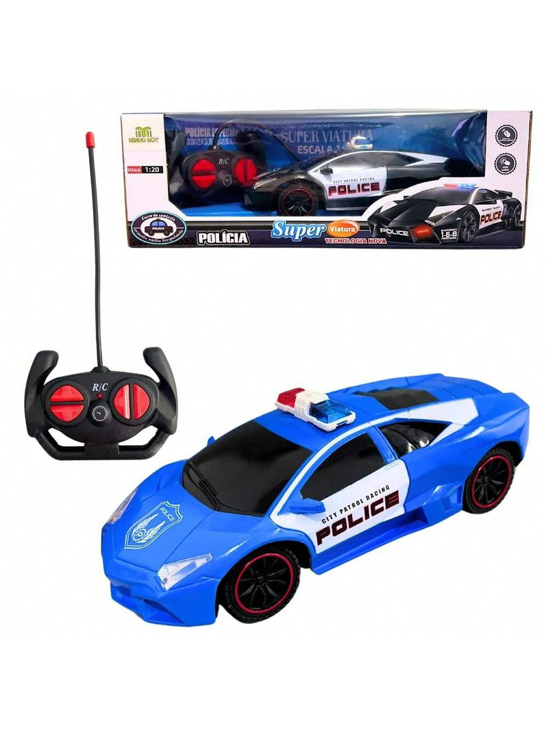 Coche de policía de juguete con luces y control remoto