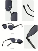 2 Pieces Women's Fashion Oval Metal Frame Glasses, Suitable for Daily Wear and Outdoor Activities