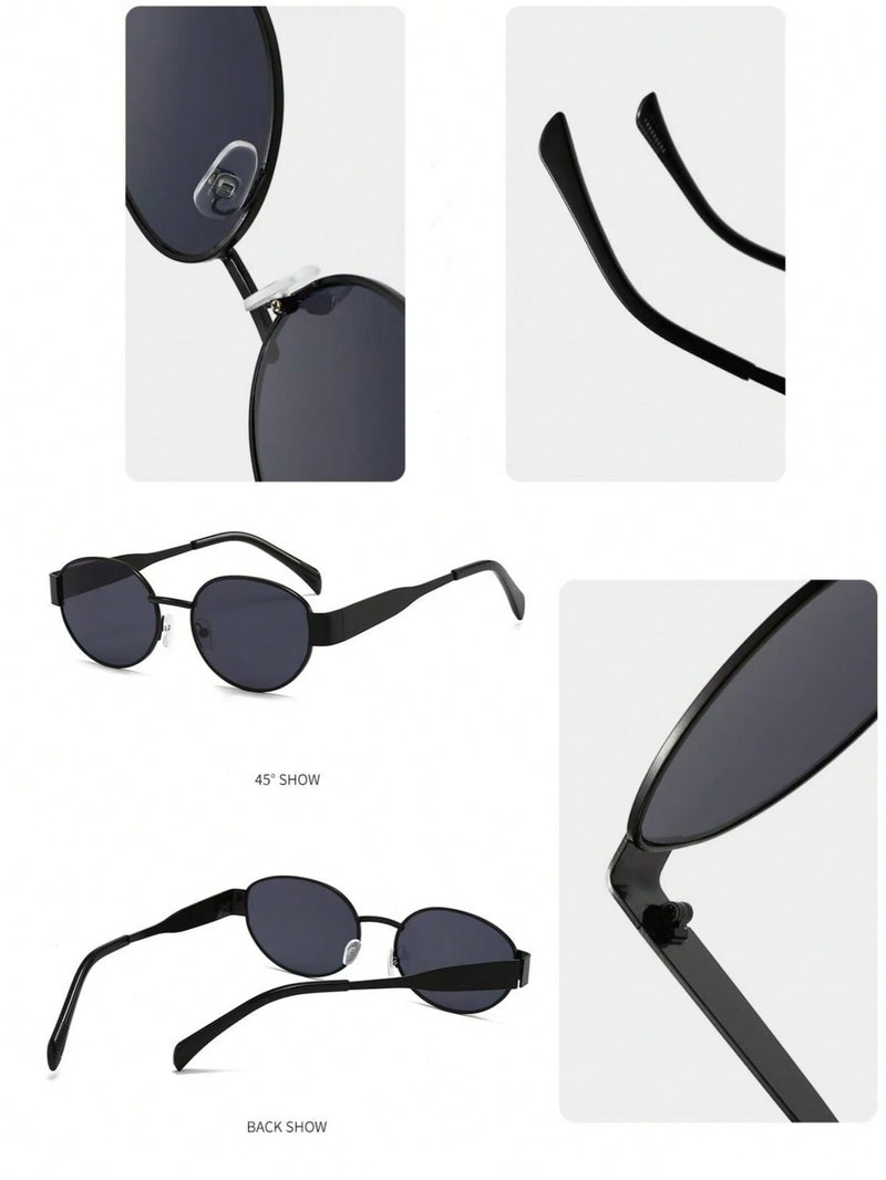 2 gafas de moda para mujer con montura metálica ovalada, ideales para uso diario y actividades al aire libre.