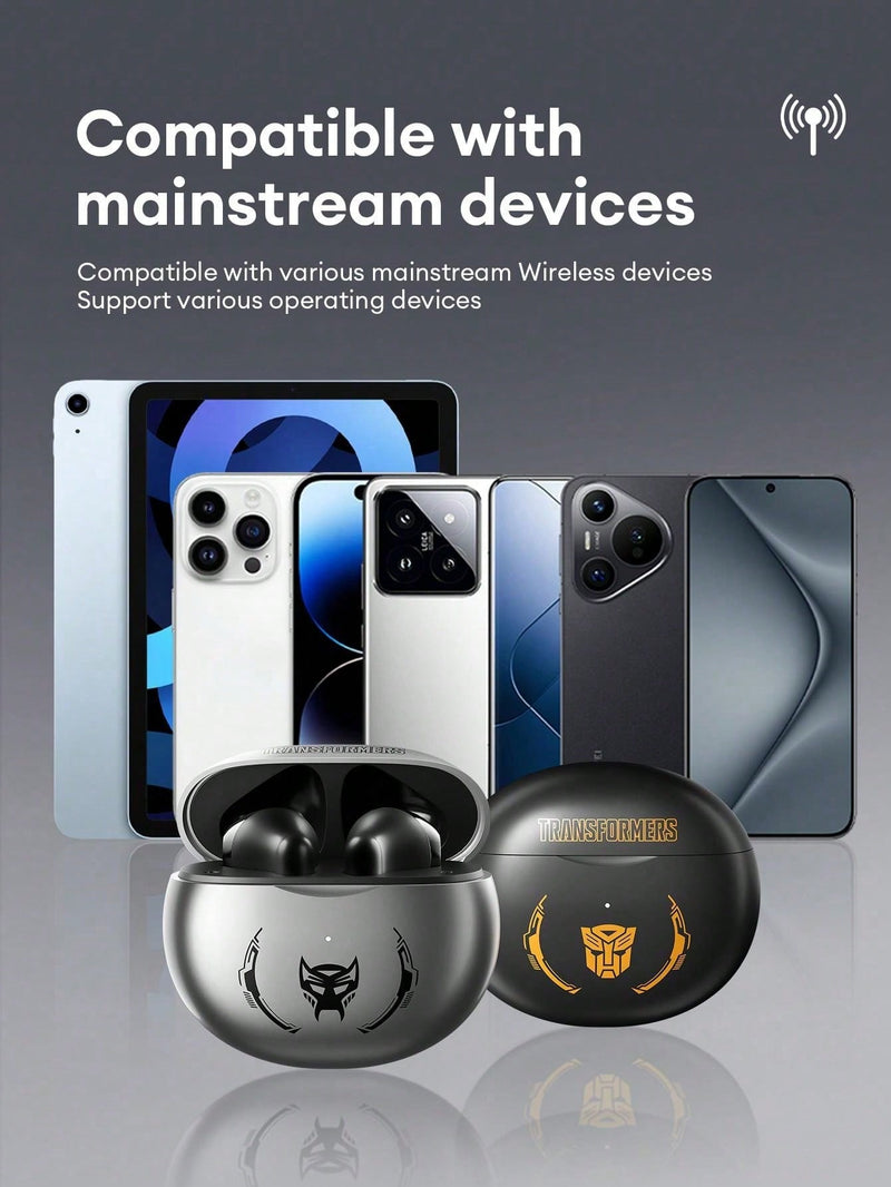 Auriculares Bluetooth TRANSFORMERS Bumblebee TF-T37, diseño semi-in-ear con sonido envolvente de alta definición, micrófono sensible para grabación y llamadas, música y juegos, baja latencia, batería de larga duración, compactos y cómodos de usar.