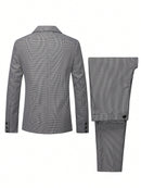 Conjunto de traje de chaqueta y pantalón de manga larga con solapa a rayas de otoño para hombre de Manfinity Mode, regalo para novio