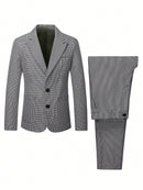 Conjunto de traje de chaqueta y pantalón de manga larga con solapa a rayas de otoño para hombre de Manfinity Mode, regalo para novio