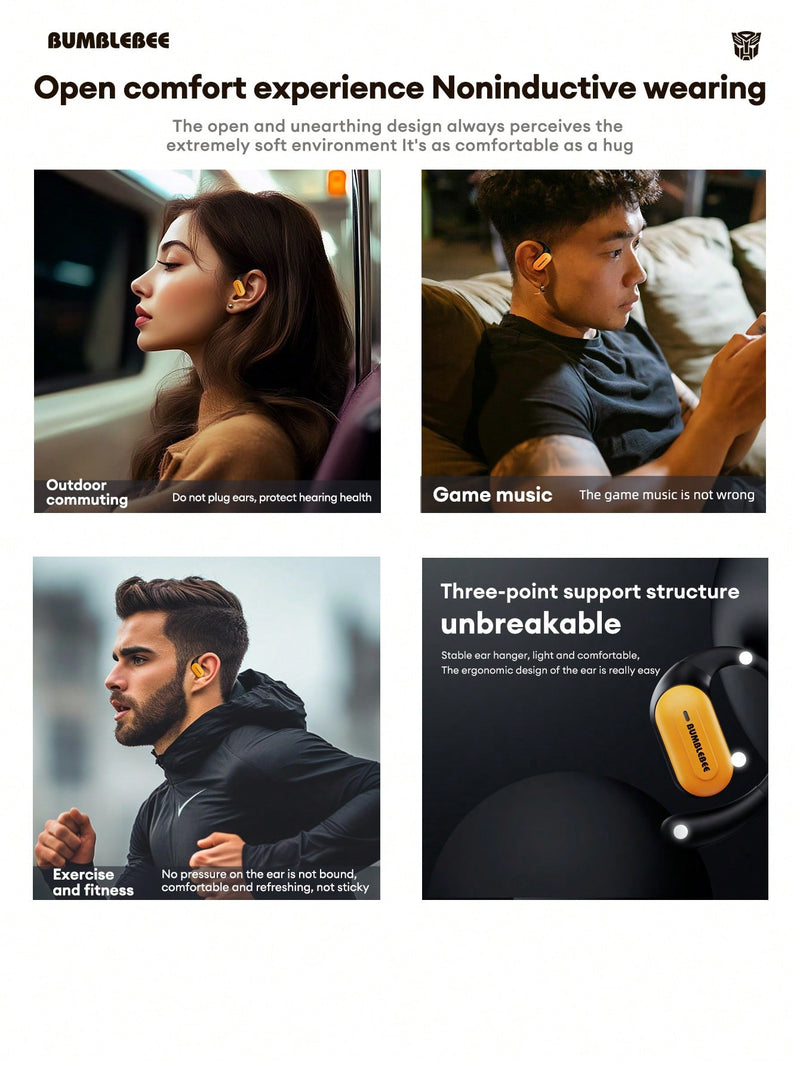 Auriculares Bluetooth TRANSFORMERS TF-T59 Bumblebee, sonido envolvente de 360°, cancelación de ruido, llamadas HD, batería de larga duración, modo de juego de baja latencia, diadema, portátiles, inalámbricos.