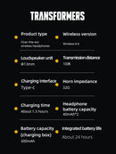TRANSFORMERS TRANSFORMERS TF-T59 Bumblebee Bluetooth Headset, 360° Surround Sound, Noise Cancelling, HD Calling, Long Battery Life, Low Latency Game Mode, Neckband, Portable, Wireless Headphones
