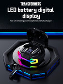 TRANSFORMERS TRANSFORMERS TF-T22 Bumblebee Bluetooth Headphones, Stereo eSports Gaming Headsets with Low Latency Surround Sound, Sports Headphones with Mic, Colorful LED Light, Silicone Wireless Earbuds for Smart Phones