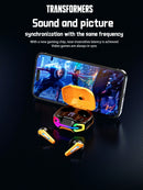 TRANSFORMERS TRANSFORMERS TF-T22 Bumblebee Bluetooth Headphones, Stereo eSports Gaming Headsets with Low Latency Surround Sound, Sports Headphones with Mic, Colorful LED Light, Silicone Wireless Earbuds for Smart Phones