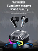 TRANSFORMERS TRANSFORMERS TF-T22 Bumblebee Bluetooth Headphones, Stereo eSports Gaming Headsets with Low Latency Surround Sound, Sports Headphones with Mic, Colorful LED Light, Silicone Wireless Earbuds for Smart Phones