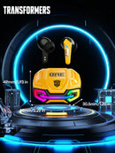 TRANSFORMERS TRANSFORMERS TF-T22 Bumblebee Bluetooth Headphones, Stereo eSports Gaming Headsets with Low Latency Surround Sound, Sports Headphones with Mic, Colorful LED Light, Silicone Wireless Earbuds for Smart Phones