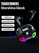 TRANSFORMERS TRANSFORMERS TF-T22 Bumblebee Bluetooth Headphones, Stereo eSports Gaming Headsets with Low Latency Surround Sound, Sports Headphones with Mic, Colorful LED Light, Silicone Wireless Earbuds for Smart Phones