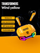 TRANSFORMERS TRANSFORMERS TF-T22 Bumblebee Bluetooth Headphones, Stereo eSports Gaming Headsets with Low Latency Surround Sound, Sports Headphones with Mic, Colorful LED Light, Silicone Wireless Earbuds for Smart Phones