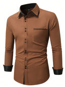 Manfinity Mode Men's Casual Solid Color Shirt, Simple and Fashionable, for Daily Wear