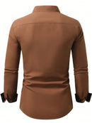 Manfinity Mode Men's Casual Solid Color Shirt, Simple and Fashionable, for Daily Wear