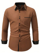 Manfinity Mode Men's Casual Solid Color Shirt, Simple and Fashionable, for Daily Wear
