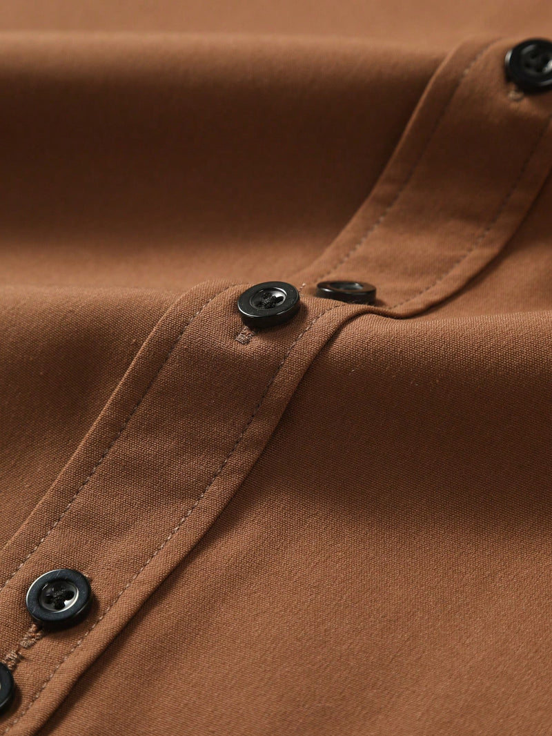 Manfinity Mode Men's Casual Solid Color Shirt, Simple and Fashionable, for Daily Wear