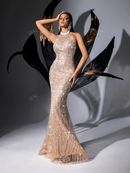 Pure Personality Goddess Mermaid Long Bridesmaid Dress Strapless Backless Evening Party Banquet Dress