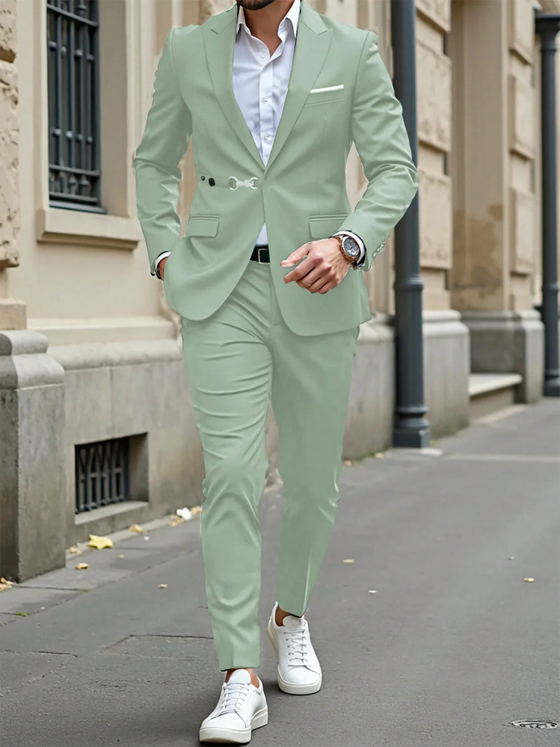 Conjunto de traje de viaje de negocios para hombre Manfinity Mode: chaqueta y pantalón