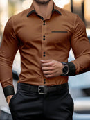 Manfinity Mode Men's Casual Solid Color Shirt, Simple and Fashionable, for Daily Wear