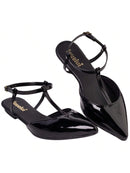 Zapatos de salón Salomé Basic para mujer, planos, de punta abierta y con hebilla