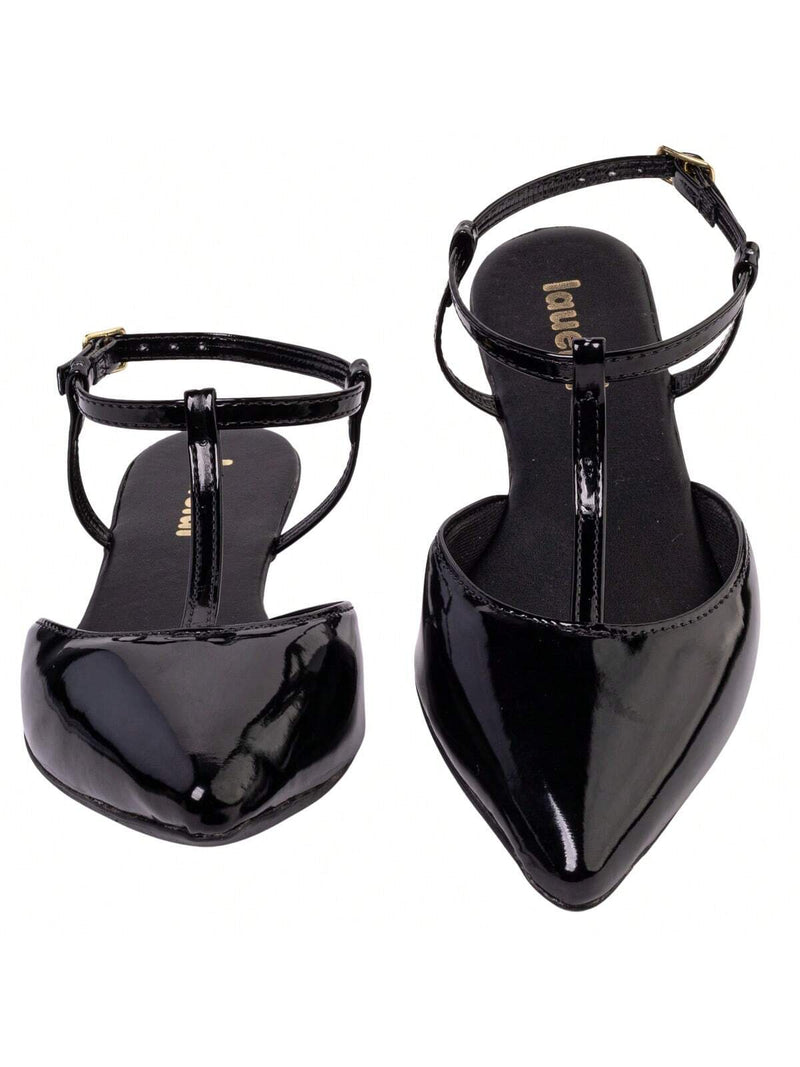 Zapatos de salón Salomé Basic para mujer, planos, de punta abierta y con hebilla