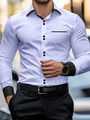 Manfinity Mode Men's Casual Solid Color Shirt, Simple and Fashionable, for Daily Wear