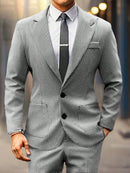 Conjunto de traje de chaqueta y pantalón de manga larga con solapa a rayas de otoño para hombre de Manfinity Mode, regalo para novio