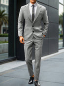 Conjunto de traje de chaqueta y pantalón de manga larga con solapa a rayas de otoño para hombre de Manfinity Mode, regalo para novio