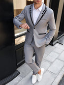 Blazer y pantalón de manga larga en color contrastante