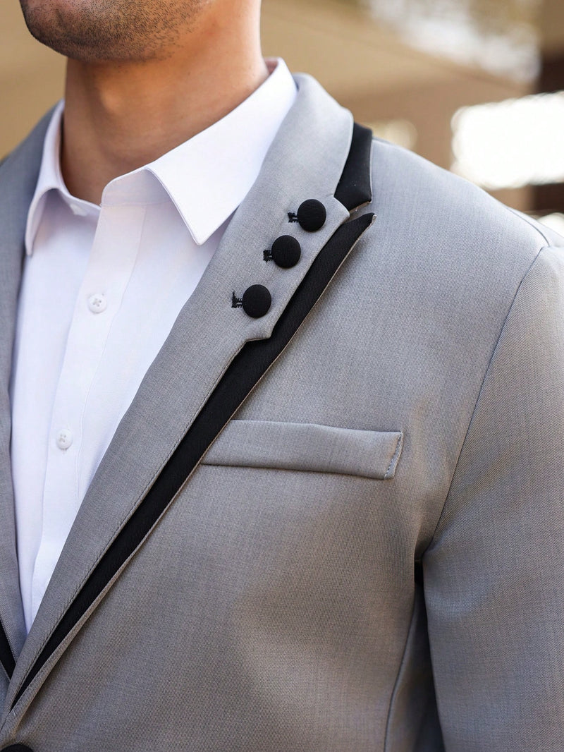 Blazer e Calça em Cor Contrastante de Manga Longa