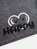 Conjunto Streecool Kids de 2 piezas, estilo urbano informal para adolescentes, con estampado de grafiti, efecto vaquero, pantalones anchos y chaleco de punto cruzado, conjunto básico.