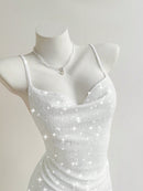 Vestido elegante de tirantes con lentejuelas de color liso para mujer de SHEIN MOOSTA