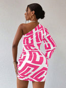 Vestido Casual com Manga Bufante e Estampa Geométrica