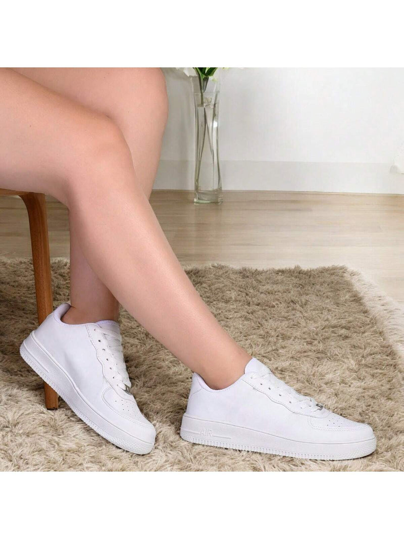 Women's White Platform Casual Sneakers, Lightweight and Comfortable